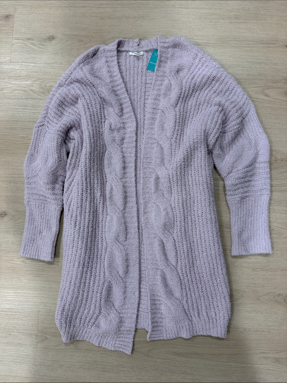 New Mauriceβs Medium Soft Cable-Knit Open Cardigan - Lavender
